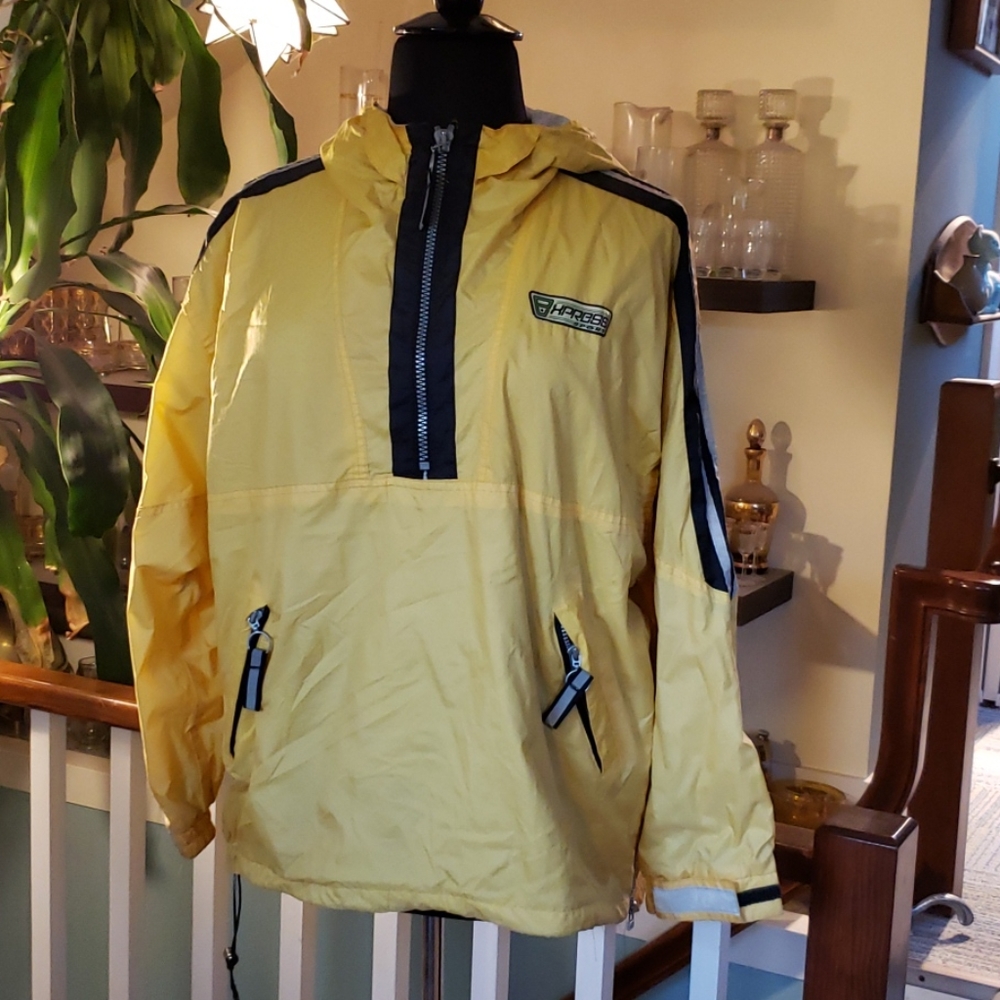 Vintage Express Sport Womens Pullover Rip Stop Nylon Yellow Jacket